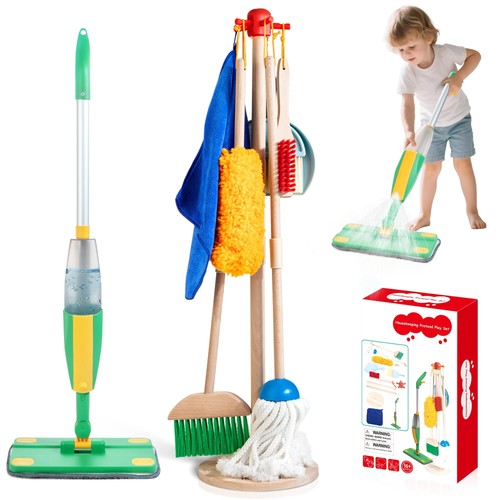 Wooden kids cleaning set with - kids,